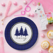 Blue Buffalo Check Pine Trees Paper Bord (Feest)