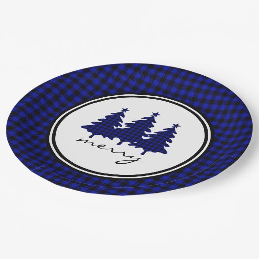 Blue Buffalo Check Pine Trees Paper Bord (Gekanteld)