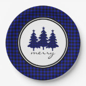 Blue Buffalo Check Pine Trees Paper Bord (Voorkant)