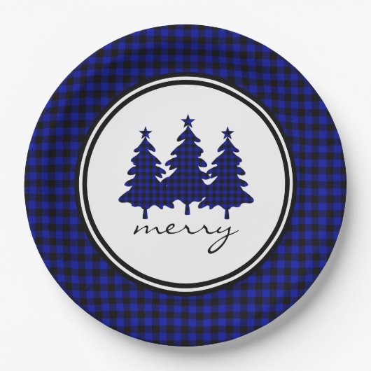 Blue Buffalo Check Pine Trees Paper Bord (Voorkant)