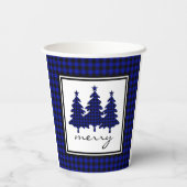 Blue Buffalo Check Pine Trees Paper Cups Papieren Bekers (Achterkant)
