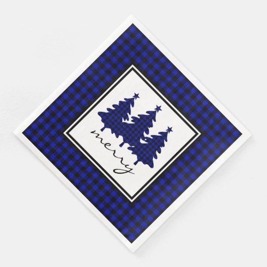 Blue Buffalo Check Pine Trees Servet (Hoek)