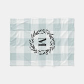 Blue Buffalo Check Wreath Monogram | Boerderij Fleece Deken (Voorkant (Horizontaal))
