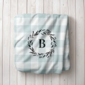 Blue Buffalo Check Wreath Monogram | Boerderij Sherpa Deken
