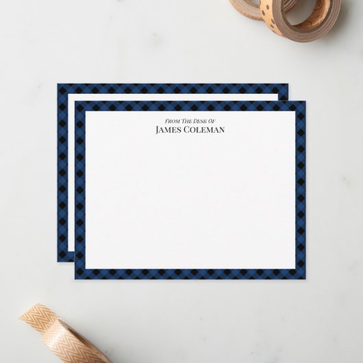 Blue Buffalo-controle op het bureau van elegante n Notitiekaartje (Voorkant / Achterkant in situ)