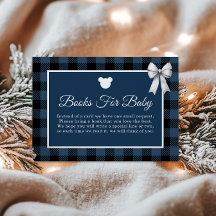 Blue Buffalo geruite beer 'Boeken voor baby'-kaart