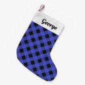 Blue Buffalo geruite gepersonaliseerde Kleine Kerstsok (Voorkant (Hangend))