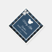 Blue Buffalo Plaid Bear Baby Shower Napkins Servet (Hoek)