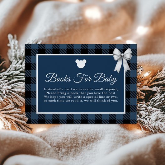 Blue Buffalo Plaid Bear Books for Baby Card Informatiekaartje