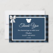 Blue Buffalo Plaid Bear Thank You Card Bedankkaart (Voorkant)
