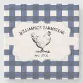 Blue Buffalo Plaid Boerderij Chicken Stone Onderze Stenen Onderzetter (Voorkant)