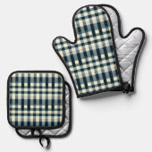 Blue Buffalo Plaid Boerderij Keuken Essentials Ovenwant & Pannenlap Set (Voorkant / Achterkant)