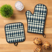 Blue Buffalo Plaid Boerderij Keuken Essentials Ovenwant & Pannenlap Set (Top down)