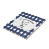 Blue Buffalo Plaid Boerderij Kip Decoratief Tegeltje (Zijkant)