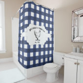 Blue Buffalo Plaid Boerderij Kip Douchegordijn (In situ)