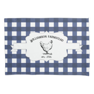 Blue Buffalo Plaid Boerderij Kip Kussen Hoesje Kussensloop