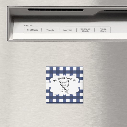 Blue Buffalo Plaid Boerderij Kipmagneet Magneet (Insitu (Vaatwasser))