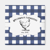 Blue Buffalo Plaid Boerderij Kipmagneet Magneet (Voorkant)