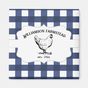 Blue Buffalo Plaid Boerderij Kipmagneet Magneet