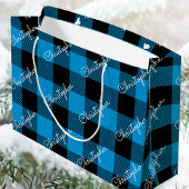 Blue Buffalo Plaid Custom Name Rustic Christmas Groot Cadeauzakje