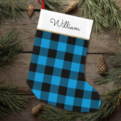 Blue Buffalo Plaid Custom Name Rustic Kleine Kerstsok