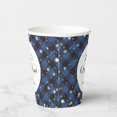 Blue Buffalo Plaid Familie Kerstfeest Papieren Bekers (Rechts)