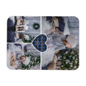 Blue Buffalo Plaid Heart Foto Vrolijk Kerstfeest Magneet (Horizontaal)