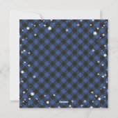 Blue Buffalo Plaid Holly Berries Sterren Bedrijf Feestdagenkaart (Achterkant)