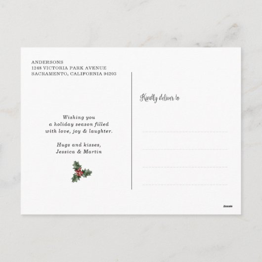 Blue Buffalo Plaid Married and Merry Passen getrou Feestdagenkaart (Achterkant)