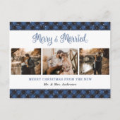 Blue Buffalo Plaid Married and Merry Passen getrou Feestdagenkaart (Voorkant)