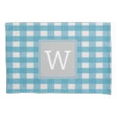 Blue Buffalo Plaid Monogram Kussensloop (Voorkant)