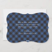 Blue Buffalo Plaid Slingerlichten Nieuwjaar Kaart (Achterkant)