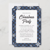 Blue Buffalo Plaid Snowflake Christmas Party Kaart (Voorkant)
