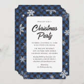 Blue Buffalo Plaid Snowflake Christmas Party Kaart (Voorkant / Achterkant)