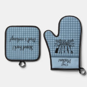 Blue Buffalo Plaid Vaderdag - Chefs Ovenwant & Pannenlap Set (Voorkant)