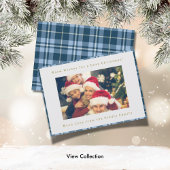 Blue Buffalo Plaid Waterverf Gnome Feestdagenkaart