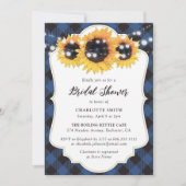 Blue Buffalo Plaid Zonnebloem Vrijgezellenfeest Kaart (Voorkant)