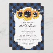 Blue Buffalo Plaid Zonnebloem Vrijgezellenfeest Kaart (Voorkant / Achterkant)