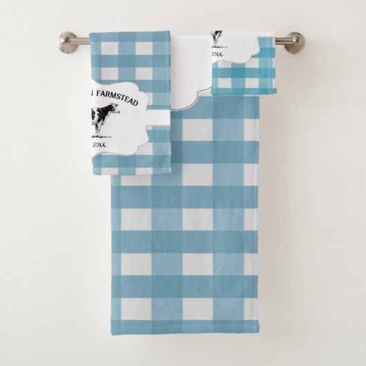 Blue Buffalo Pond Boerderij Koe Bath Towel set Bad Handdoek (Insitu)
