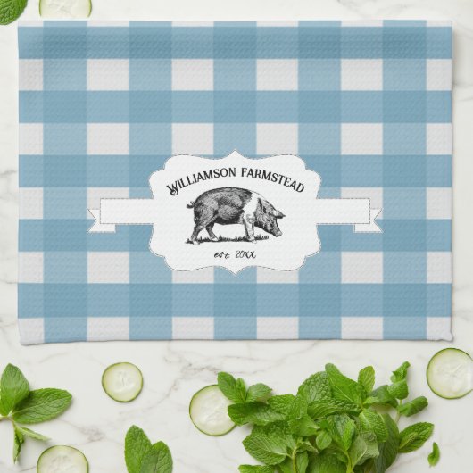 Blue Buffalo Pset Boerderij Pig Kitchen Towel Theedoek (Gevouwen)