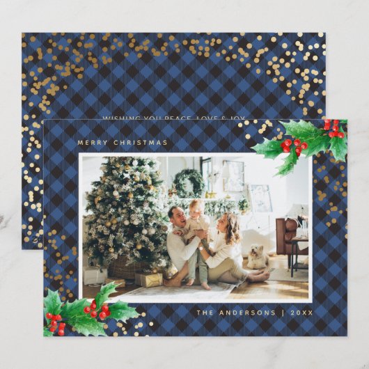 Blue Buffalo Pset Holly-fotokerstkaarten Feestdagenkaart (Voorkant / Achterkant)