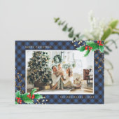 Blue Buffalo Pset Holly-fotokerstkaarten Feestdagenkaart (Staand voorkant)