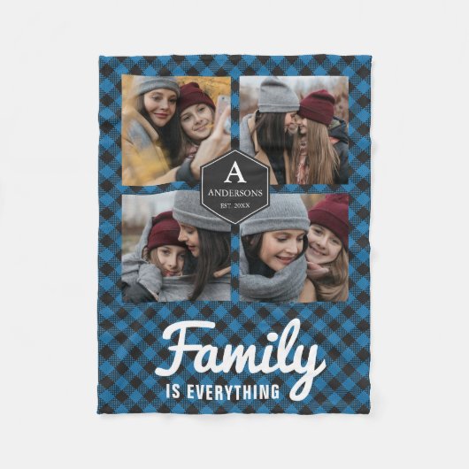 Blue Buffalo Pset Lumberjack Family Photo Collage Fleece Deken (Voorkant)