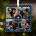 Blue Buffalo Pset Lumberjack Family Photo Collage Metalen Ornament<br><div class="desc">Upload uw favoriete foto's om uw eigen unieke persoonlijke foto-cadeau te maken.</div>