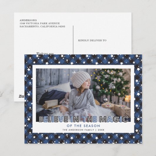 Blue Buffalo Pset Snow Stars Geloof foto Feestdagenkaart (Voorkant / Achterkant)