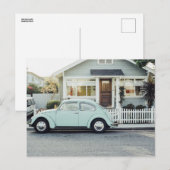 BLUE BUG vintage auto & Cottage Ansichtkaart Briefkaart (Voorkant / Achterkant)