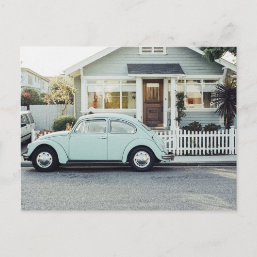 BLUE BUG vintage auto & Cottage Ansichtkaart Briefkaart (Voorkant)
