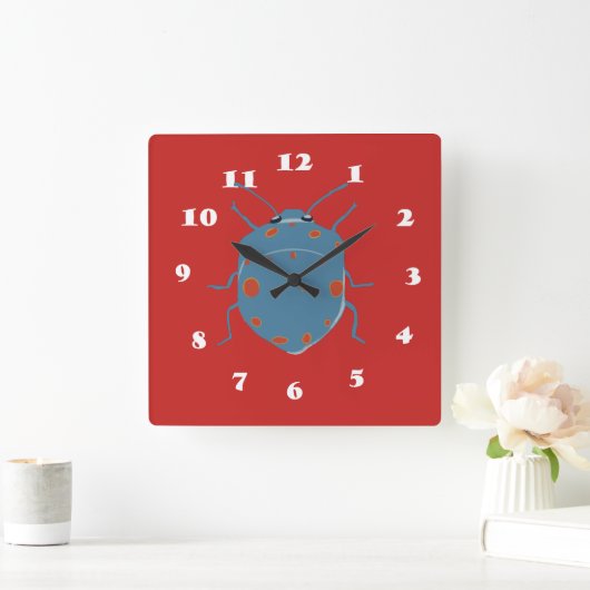 Blue Bugs Art Vierkante Klok (Huis)