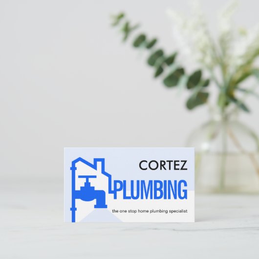 Blue Building Pipe Frame Leaking Faucet Visitekaartje (Staand voorkant)