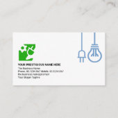 Blue Bulb Power Plug Motif Electrical Engineering Visitekaartje (Achterkant)